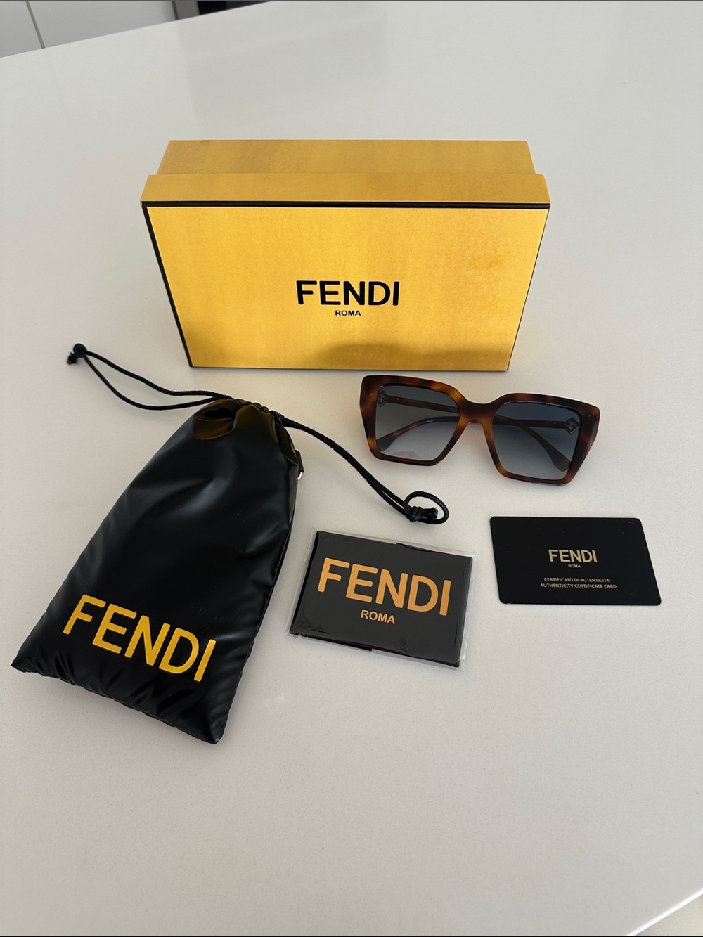 Fendi Brown Tortoiseshell Square Sunglasses